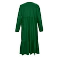 thumbnail image 5 of dazeni Girls Long Sleeve Dresses A Line Tiered Flowy Casual Party Dresses with Pockets Spring Fall Crewneck Maxi Dress Army Green 6-7Years, 5 of 6