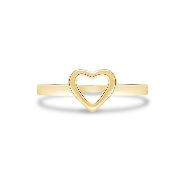 Open Heart Ring 14K Yellow Gold Plated 925 Sterling Silver For Women Ring Size 13