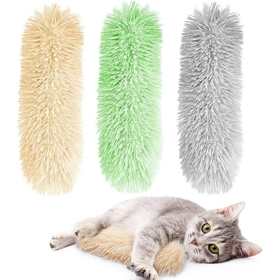 Cat Catnip Toys for Indoor Kitten: 3Pcs Pillows Toy - Interactive Cat Kicker Toy with Crinkle Plush Cat Chew Teething Clean Toy for Small Cats (Green&Grey&Yellow)