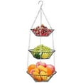 thumbnail image 1 of 3-Layer Hanging Fruit Basket Metal Vegetable Basket With Ceiling Hook Fruit Net Hanging Hanging Kitchen Basket Fruit Hanging Basket Kitchen For Keeps Fruits And Vegetables Fresh, 1 of 7
