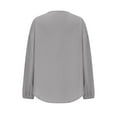 thumbnail image 5 of UAMVSH Women Cotton Linen Shirts Soft Summer Button down Tops Casual Long Sleeve V-Neck Fall Vacation Blouses with Pockets(Small,Gray), 5 of 6