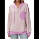 thumbnail image 1 of Sudadera con Capucha para Mujer 2025, Cuello Abotonado, Cordón Ajustable, Sudadera Informal de Larga, Camisetas. Púrpura M, 1 of 10