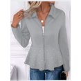 thumbnail image 4 of Women'S Pearl Trim Blazer Open Front Long Sleeve Shawl Collar Elegant Suits Jackets Silver XL, 4 of 7
