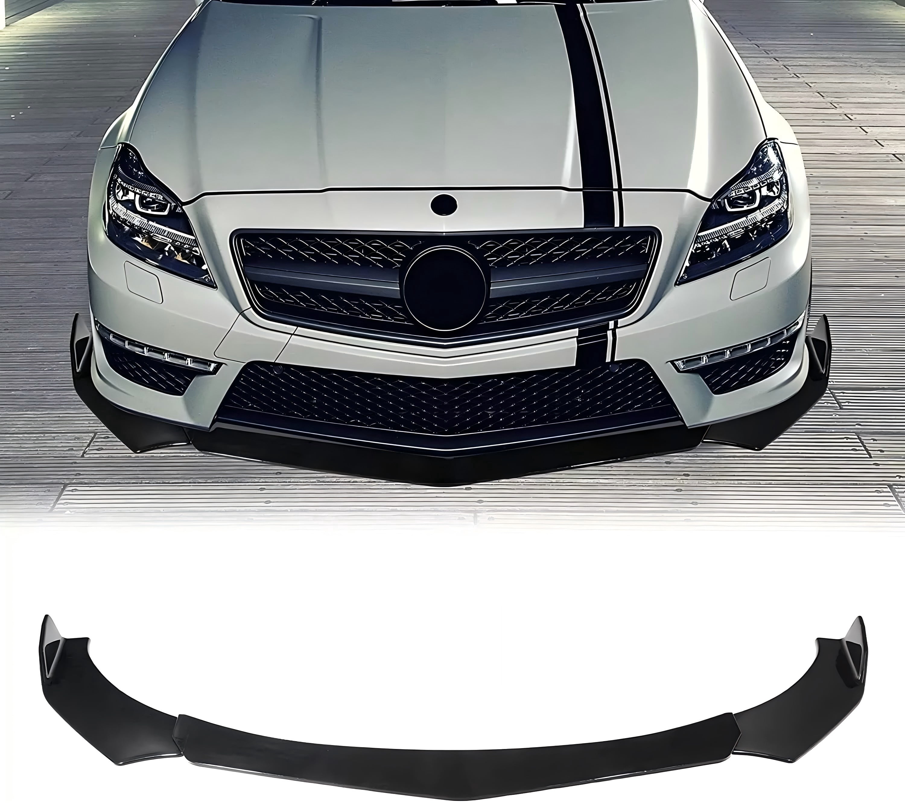 Front Bumper Lip Splitter+Side Skirt+Strut Rod Glossy For Dodge Charger SRT Scat