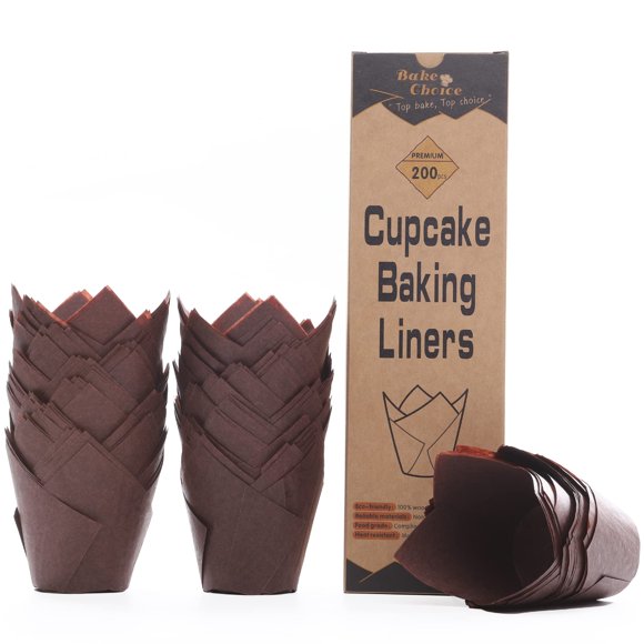 Forros para magdalenas Bake Choice Tulip, 200 unidades, marrón, base de 5 cm