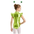thumbnail image 6 of iiniim Girls Space Alien Shiny Metallic Bodysuit with Hair Hoop Set Fly Sleeve Dancewear Fluorescent Green 12, 6 of 7