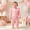 thumbnail image 2 of yboeqw Infant Baby Girl Clothes Outfits Fall Winter Long Sleeve Sweatshirts Pants Cute Kids Girl 2 Piece Set,Size 6-12 Months, 2 of 5
