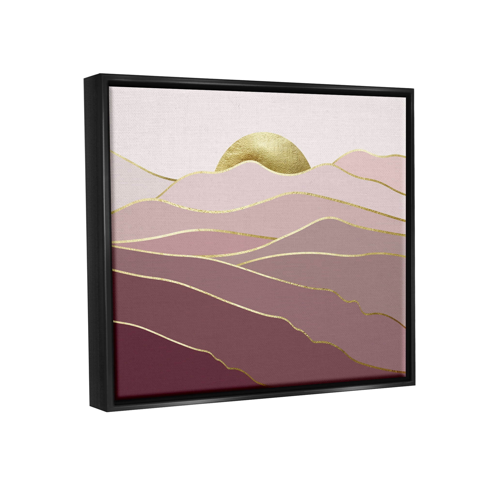 Stupell Layered Pink Glam Mountain Peaks Landscape Painting Black Floater Framed Art Print Wall Art