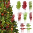 thumbnail image 1 of 32 púas para árbol de Navidad con purpurina, tallos de agujas de pino artificiales con ramas de bayas rojas y verdes, púas florales navideñas brillantes con ramitas rizadas para manualidades de decora, 1 of 6