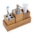 thumbnail image 3 of Honey-Can-Do 4 Piece Bamboo Bath Accessory Set, Natural Bamboo/Chrome, 3 of 5