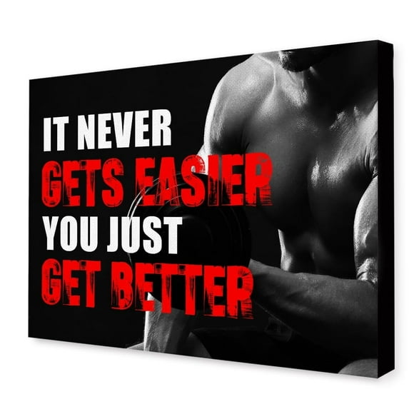 It Never Gets Easier You Just Get Better Motivational Fitness Quote Canvas Wall Art Inspirational Gym Decor for Home Gym Unframed 12x18inch