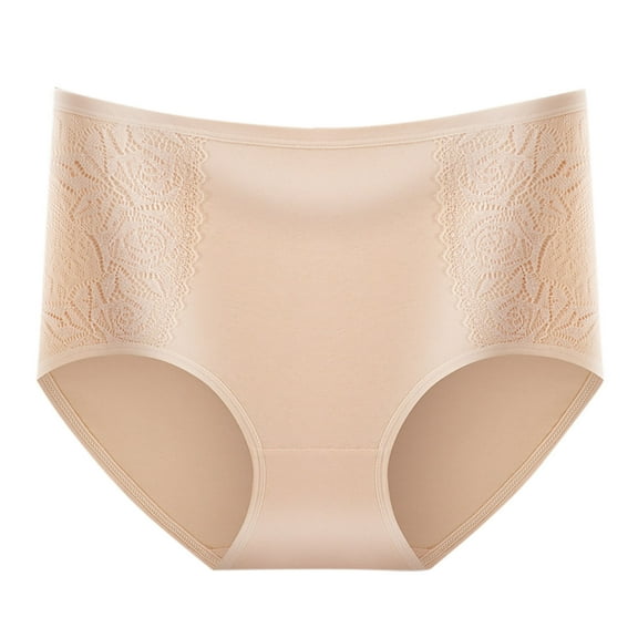 Rohuuque Women's Lace Panties Solid Color Cotton Lace High Waist Panties Tummy Control Butt Lifting Comfort Underwear Hot Pink