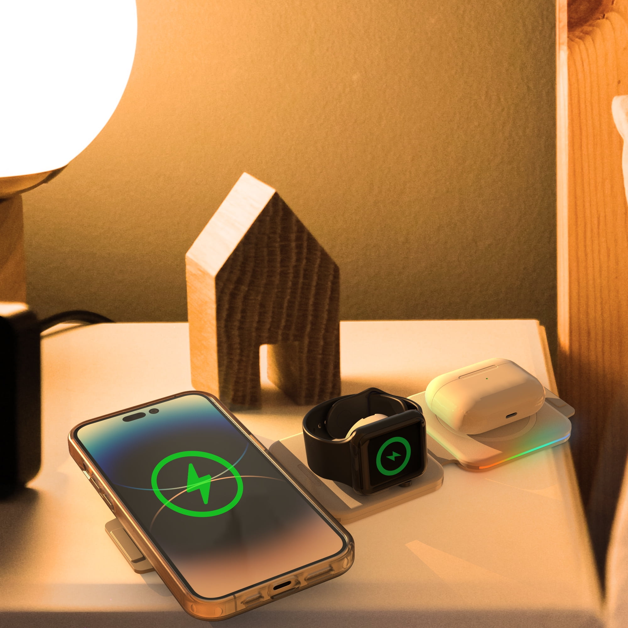 Galvanox 3 in 1 Magnetic Foldable Charging Station Compatible with Multiple MagSafe Apple Devices, Compact Portable Travel Charger (For iPhone / Airpods / Apple Watch) 2 Pack