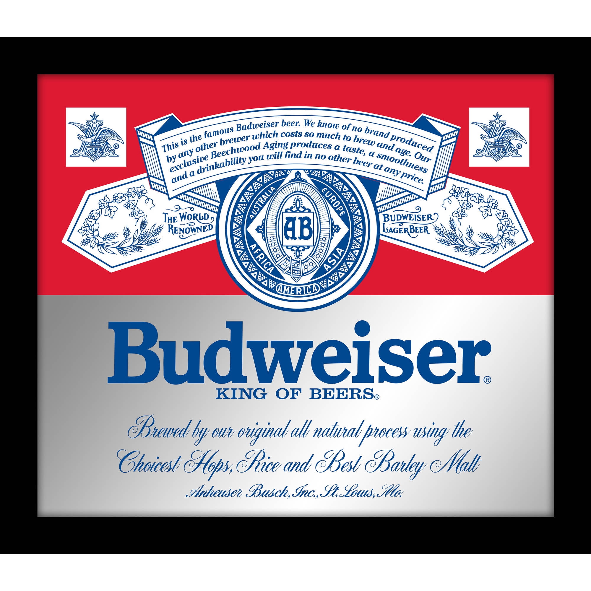 Crystal Art Budweiser Printed Bar Mirror