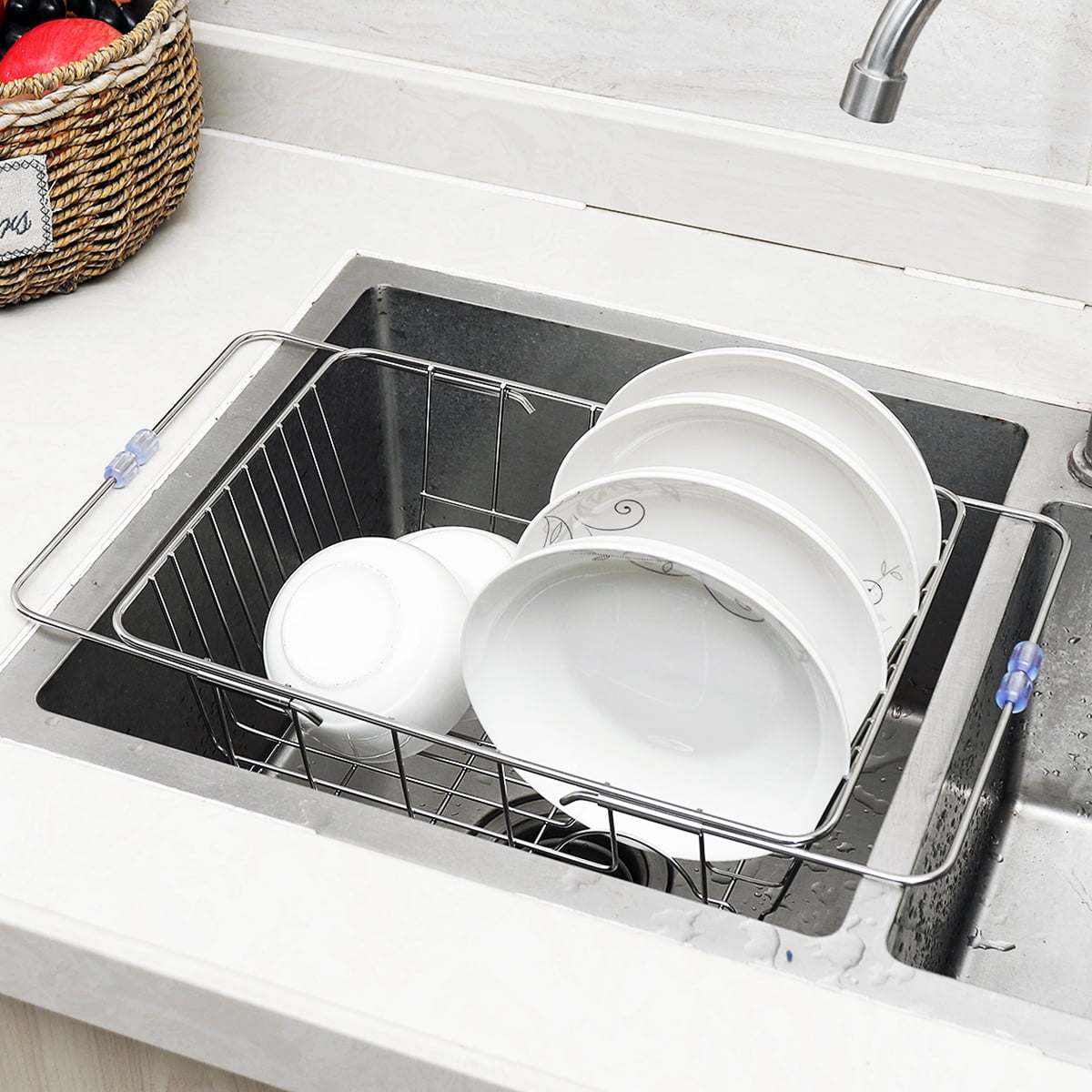 Adjustable Over Sink Dish Drying Rack， Stainless Steel ...