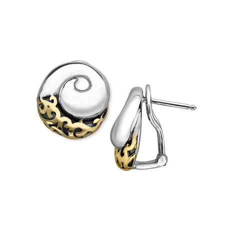Duet Spiral Stud Earrings in Sterling Silver & 14kt Gold