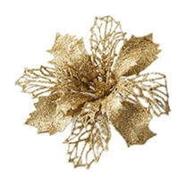 Aonity Hollow Three-Leaf Artificial Flower Gold, Glitter Flowers Tree Ornaments Flowers Artificial Flowers Decorations Wedding Tree New Year Ornaments Wreath Decoration