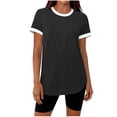 thumbnail image 2 of FNFYFH Womens Workout Tops Loose Fit Short Sleeve Athletic Shirts Color Block Gym Clothes Outfits Sun Protection T Shirts, 2 of 10