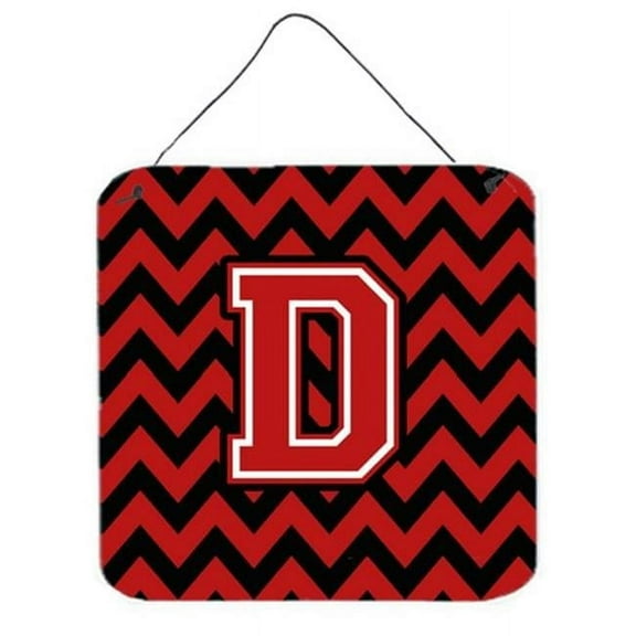Letter D Chevron Black & Red Wall or Door Hanging Prints