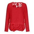 thumbnail image 4 of Lace Tops for Women Elegant Lace Crochet Square Neck Blouse Long Sleeve Loose Fit Tunic Tops Outdoor Going Out Tshirt, 4 of 6