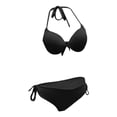 thumbnail image 6 of QURATI Swimwear Neck Tie Front Bikini Set: Adjustable Side Tie Bottoms Flattering Two Piece Swimwear Black L, 6 of 8