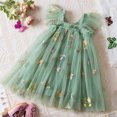 thumbnail image 4 of FAOWME Toddler Girls Sleeveless Butterfly Embroidered Flowers With Wing Tie Tulle Holiday Dress Dance Party Dresses Sundress Green 4-5 Years, 4 of 8