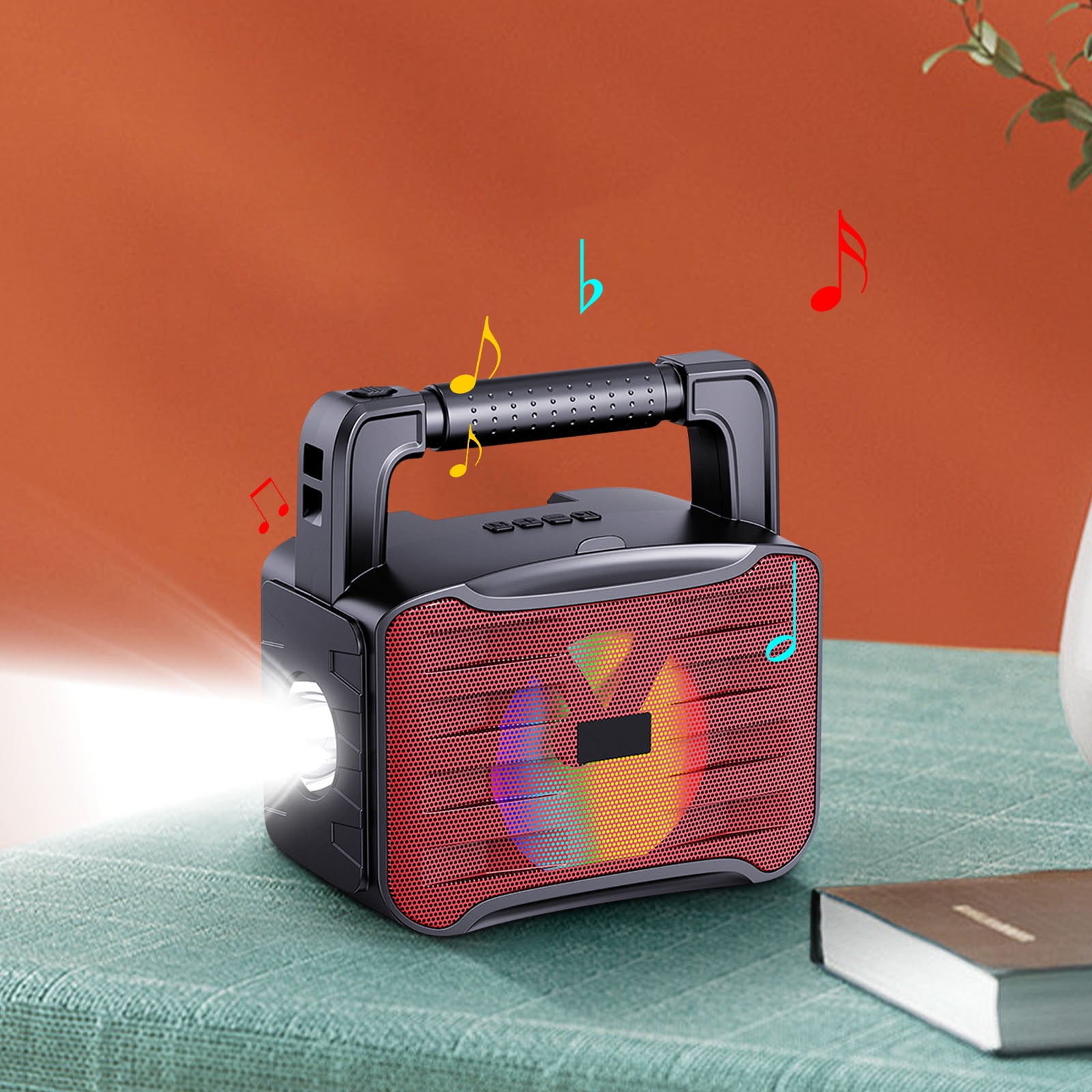 Matoen Camping Flashlight Emergency Radio Hand Crank Solar Bluetooth Speaker, Portable Battery Powered Waterproof Radio Flashlight Phone Charger, Reading Light