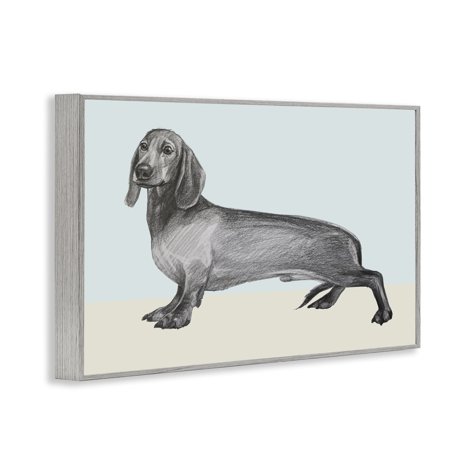Stupell Industries Sketched Dachshund on Blue Gray Framed Giclee Art, design by Violeta Vollmer