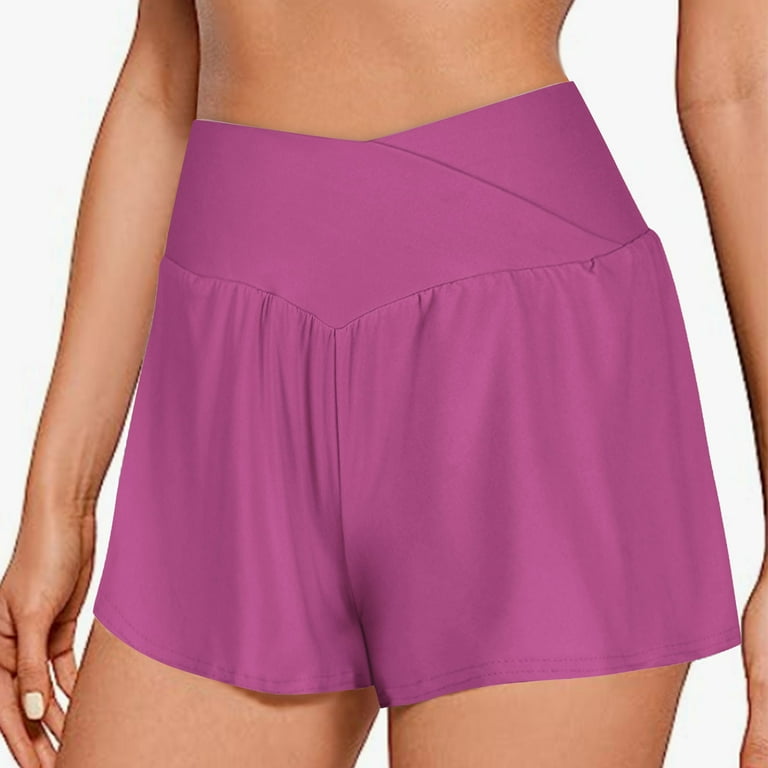 Yoga shorts for women Fashion Women's Irregular Ladies Casual Pants Elastic  Waist Yoga Shorts crz yoga leggings yoga mats for home workout Purple XL