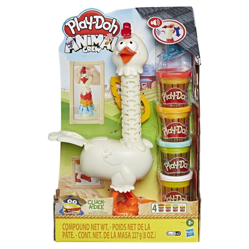 Play-Doh Animal Crew Cluck-a-Dee Feather Fun Chicken Toy Farm Animal Playset with 4 Non-Toxic Play-Doh Colors - image 2 of 11