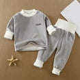 thumbnail image 3 of Efsteb Toddler Infant Baby Boys Warm Clothes Sets Solid Color Long Sleeve Sweatshirt Tops Jogger Pants Set Casual Fall Winter Outfits (Gray,8 Months), 3 of 3