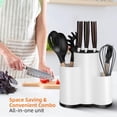 thumbnail image 5 of Knife Holder Kitchen 3-in-1 Universal Block without Knives Silverware Storage Stand with Drain Hole,for Countertop and Cabinet Drawer,White, 5 of 7