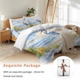 thumbnail image 7 of Blue Seabird Bedding Duvet Cover Set Full Size 4 Pieces Sea Wave Blue Sky Reed Seaside Nature Scenery Bedding Set with Zipper Closure, 1 Comforter Cover 86x86 Inches 1 Flat Sheet & 2 Pillow Cases, 7 of 7
