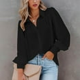 thumbnail image 2 of Womens Fitted Blouse Cute Button down Shirts for Women Womens Formal Shirt Top Casual Long Sleeve Loose Button Shirt Half Undershirt Long Sleeve Long Tail Shirts for Women, 2 of 6