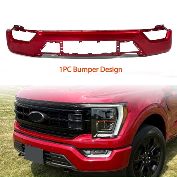 For 2021 2022 2023 Ford F-150 F150 Front Bumper Face Bar W/O Sensor Holes Rapid Red