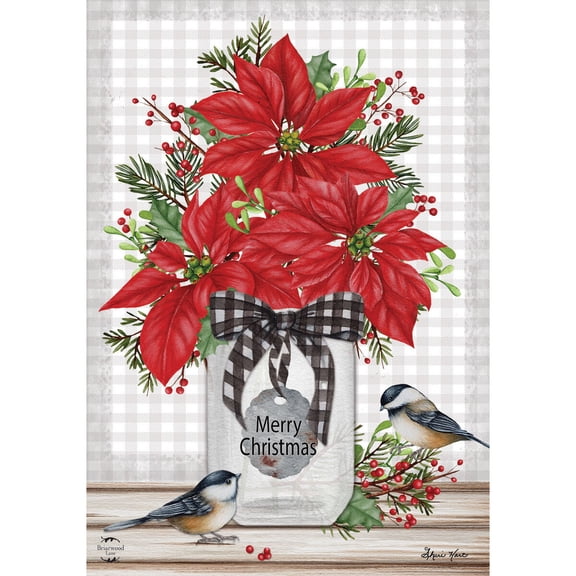 Briarwood Lane Christmas Garden Flag 12x18 For Outdoor Poinsettia Jar For Christmas Garden Flag Flags For Outside