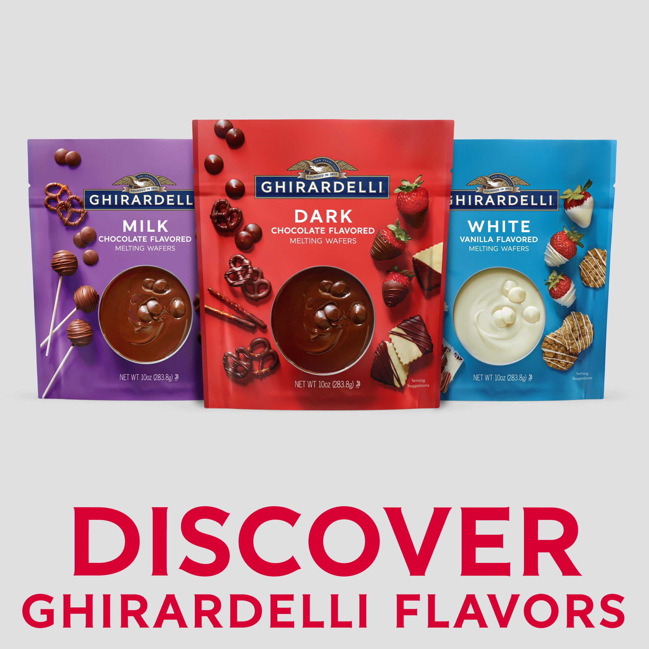(3 pack) GHIRARDELLI Dark Chocolate Flavored Melting Wafers, 10 oz Bag