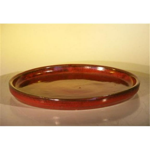 Bonsai Boy e2410 Ceramic Humidity & Drip Bonsai Tray, Parisian Red - Round
