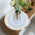 thumbnail image 7 of Boho Rustic Round Placemat with Tassels 12.99 Inch Heat Insulation Place Mat for Dining Table Kitchen Table Tea Table Anti Scald Pot Pad Household Decorative Cotton Woven Meal Pad, 7 of 7