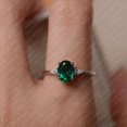 thumbnail image 5 of Green emerald engagement ring, oval cut May birthstone , sterling silver wedding, 5 of 5