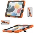 thumbnail image 3 of Case for iPad 9.7 2018 2017/iPad Pro 9.7/iPad Air 1 2, Dual Layer Shockproof Heavy Duty Rugged Hybrid Kickstand Protective Cover with Shoulder Strap & Pencil Holder, Orange, 3 of 7