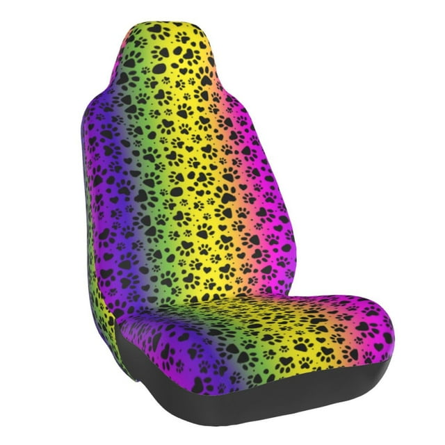 Fotbe Animal Paw Rainbow Funda para Asiento de Auto con Estampado – Impermeable y Antisudor – Ajuste Universal, Lavable a Máquina, Antideslizante (1 Pieza)