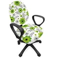 thumbnail image 1 of Floral Office Chair Slipcover, Fresh Tones Spring Blossoming Leaves Ornaments Plain Background, Protective Stretch Decorative Fabric Cover, Standard Size, Yellow Green Fern Green, by Ambesonne, 1 of 5