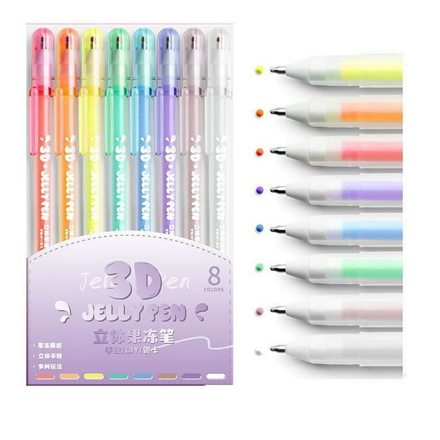 Tool Series 3D Jelly Pens 8 Colors Gel Ink Pens Art Marker Handwriting Pens Ink Pens For Writing Notes 5ml