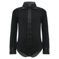 thumbnail image 3 of iixpin Kids Boys Latin Ballroom Dance Leotard Shirt Long Sleeve Bodysuit with Bow Tie Modern Salsa Tango Dancwear Black 180, 3 of 7