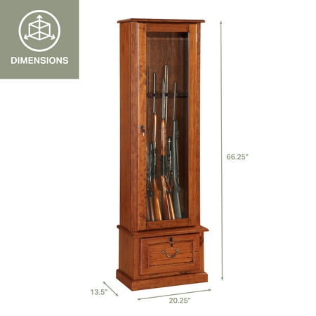 American Furniture Classics 8 Gun Key Locking Wood Cabinet, Brown