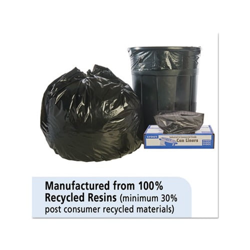 250 Bags 1 mil Heavy Duty Industrial 100% Recycled Puncture & Tear Resistant Garbage Trash Bags Stout by Envision Commerical 7-10 Gallon Can Liners 