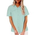 thumbnail image 6 of Giftesty Blouses for Women Dressy Casual Clearance Unisex Summer Lapel Single Breasted Double Pocket Short Sleeved Shirt Top Short Sleeved Lapel Top/shirt, 6 of 9