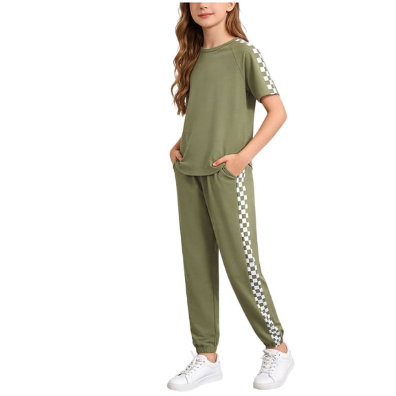 Girls Sweatsuits 2Pcs Sets 8-9 Girls 2 Piece Casual Outfits - Oversized Sweatshirt & Wide-Leg Pants Set for Teens 6-11 Years Fashion Clothing