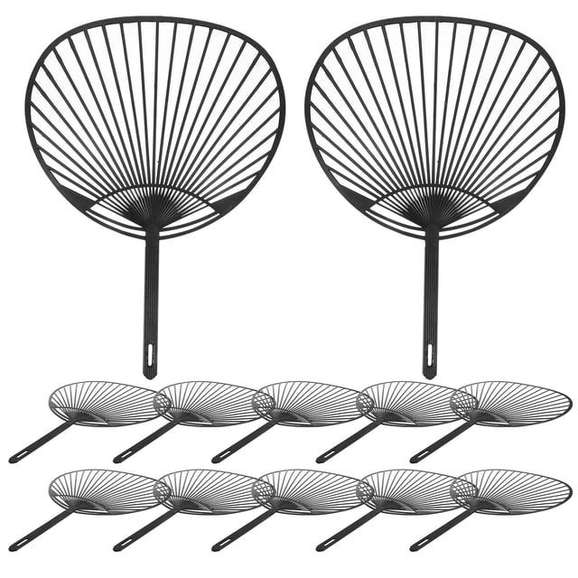 HEALEEP 20Pcs DIY Handheld Fan Frame Black Plastic for Fabric Painting Needlework and Wall Hanging